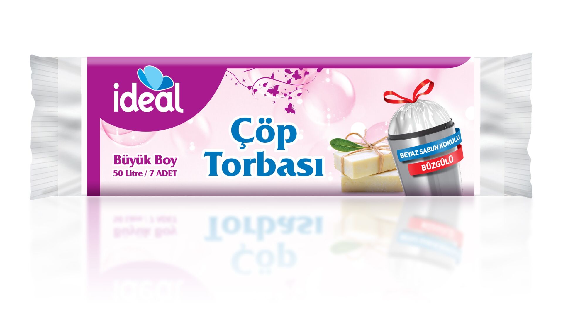 İDEAL ÇÖP TORBASI BÜYÜK BOY BÜZGÜLÜ BEYAZ SABUN 7L