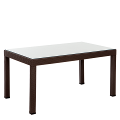 Rattan 90*150 Camlı Masa Kahverengi
