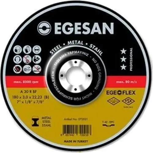 Egesan Pro Serisi 180x3.0 mm Metal Kesme Taşı - 25'li Paket