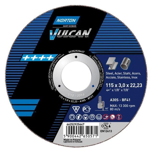 Norton Vulcan 115x3.0 mm Inox Paslanmaz Kesme Taşı - 25'li Paket